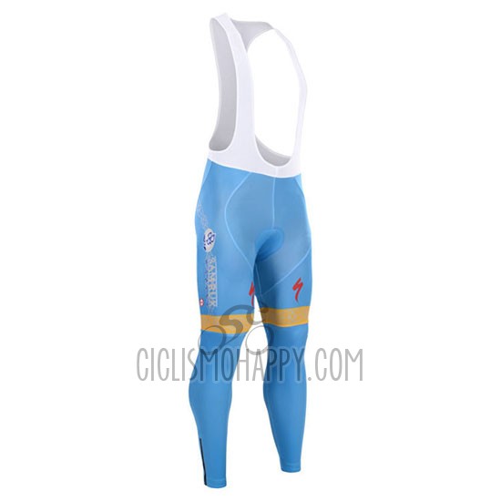 Astana Cycling Jersey Bib Tight 2015 Long Sleeve Light Blue